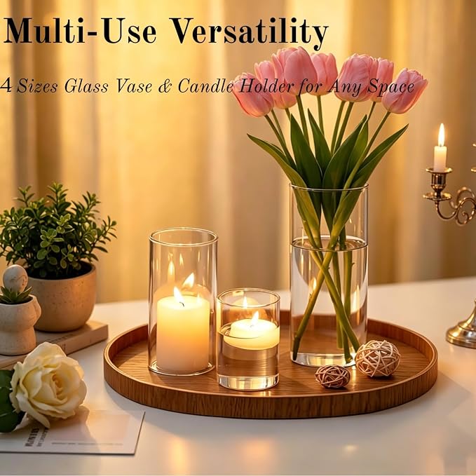 Set of 16 Pcs Glass Cylinder Vases - Image 8