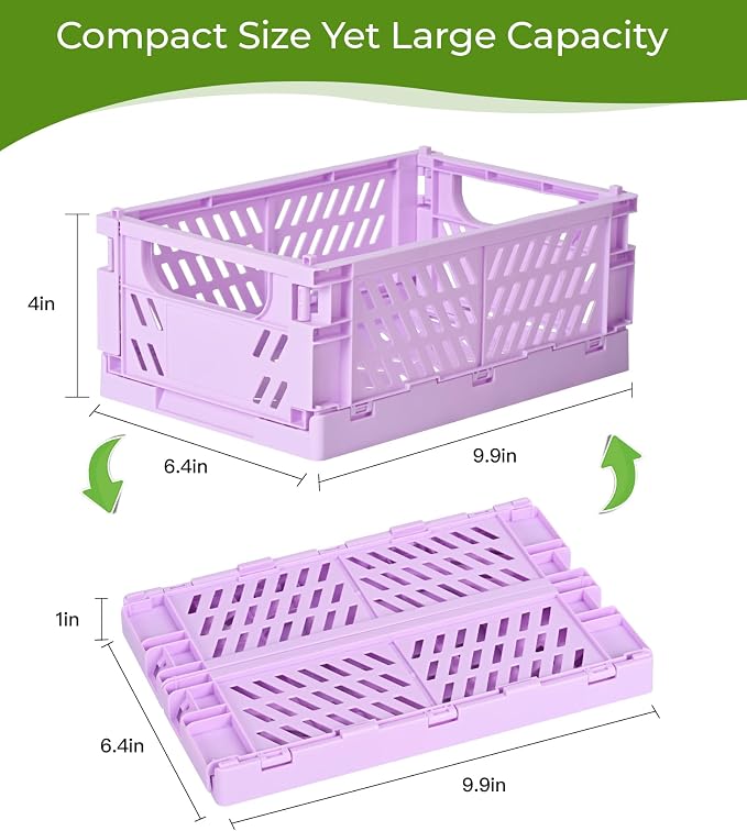 HUUSMOT 4-Pack Collapsible Plastic Storage Baskets, 9.8"x6.5"x3.8" | Pastel - Image 3