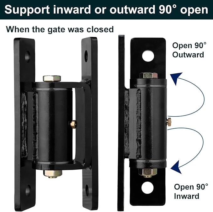 7in Heavy Duty Gate Hinges | 1100 lbs Max Load, 90° In/Outward Smooth open - Image 3