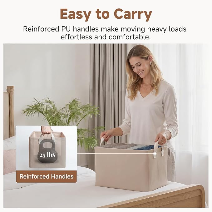 StorageWorks Fabric Storage Bins, Closet Bins, Light Brown, Wrinkle-Resistant - Image 4