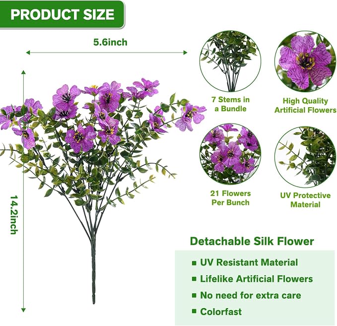 13 Bundles Artificial Flowers for Outdoors Spring Decoration | Silk Realistic - Image 7