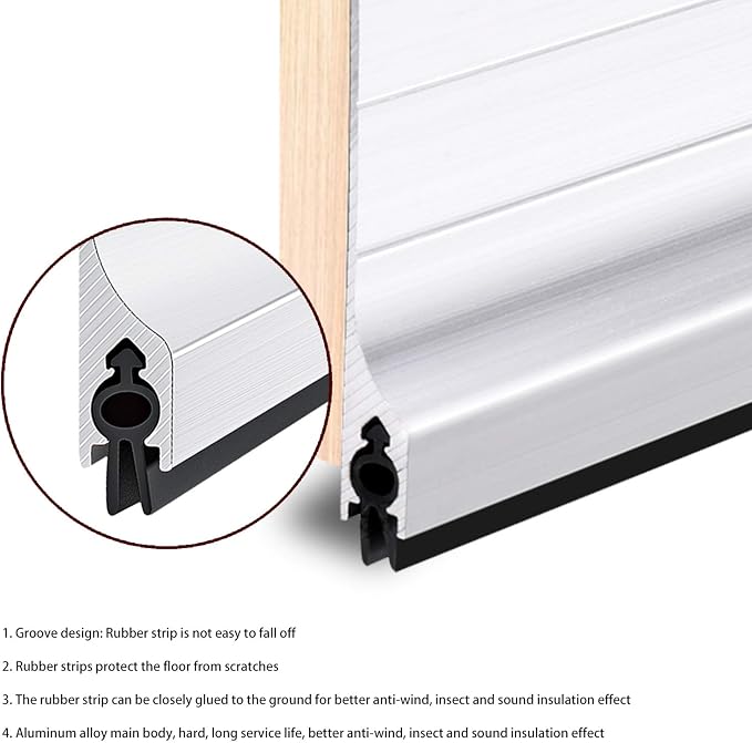 42 inch Door Draft Stopper 2 Pack Metal Sweep Bottom Mice Seal Strip Metal - Image 4