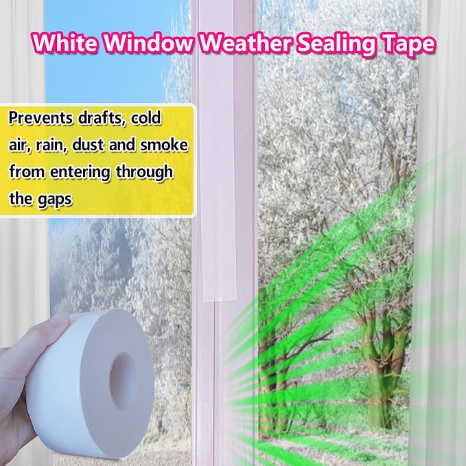 WENSSKKU White Window Weather Sealing Tape, Waterproof Window AC Air - Image 2