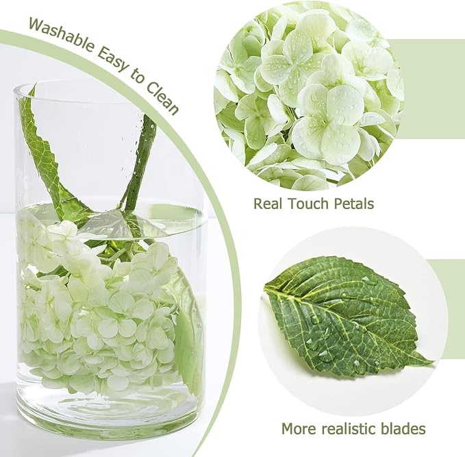 4Pcs Real Touch Green Hydrangea Artificial Flowers, Fake Hydrangea Flowers - Image 5