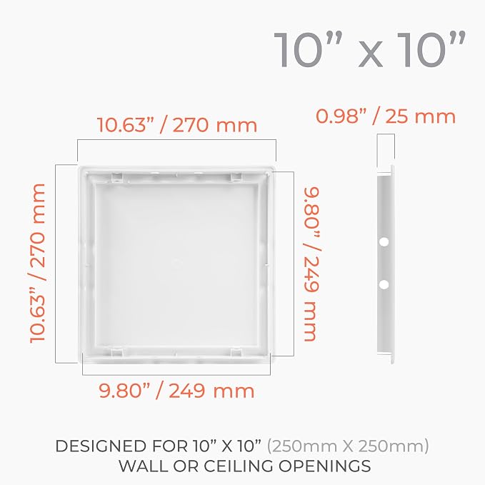 10x10 Inch White Access Panel for Drywall – ABS Plastic Square Wall, Ceiling - Image 2
