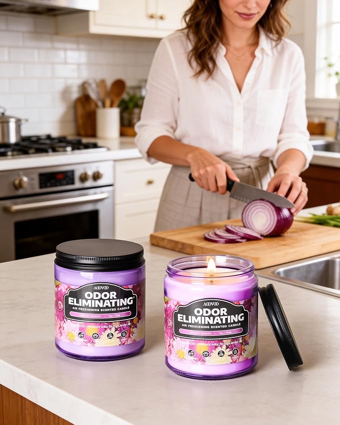 AOOVOO Dreamy Garden 2 Pack Odor Eliminating Candle - 18 oz Soy Candles | - Image 3