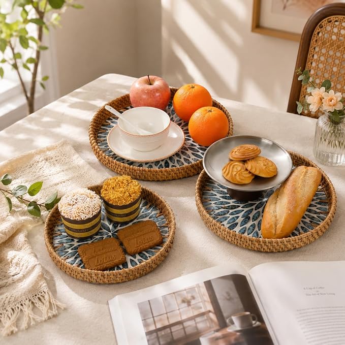 Round Rattan Serving Trays - Image 3
