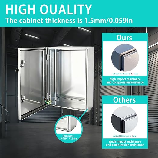Yongchen Electrical Enclosure 24x16x12 Inch 304 Stainless Steel Enclosure IP66 - Image 2