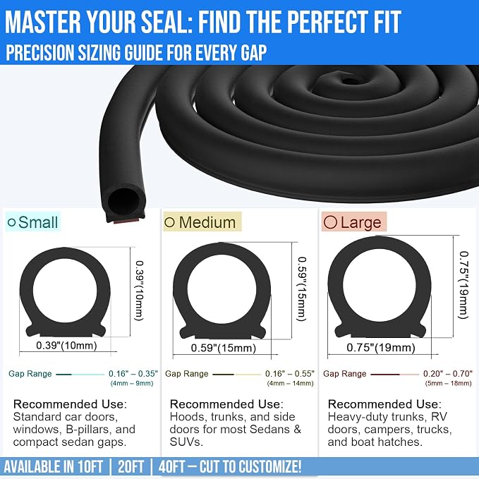 alophoty 40 Ft Rubber Weather Stripping Door Seal, D Shaped Automotive Weather - Image 2