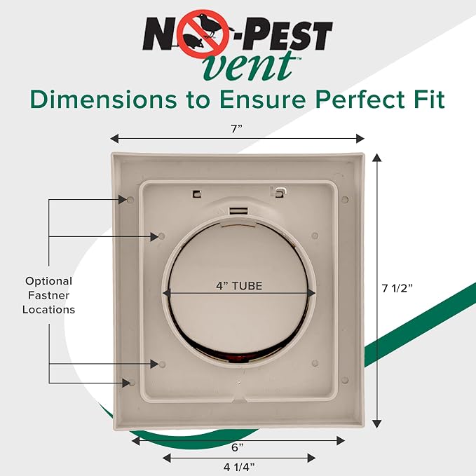 NO-PEST VENT Dual Door Dryer Vent Cover 4 Inch Outdoor, Made in USA, Highest - Image 5