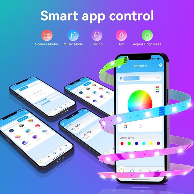 TJOY LED Lights for Bedroom 25ft, RGB Color Changing, Remote&APP Control | - Image 2