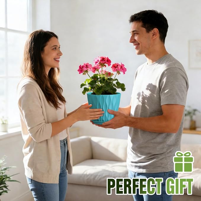 8 Inch Plant Pots 4 Pack Plastic Planters - Image 6
