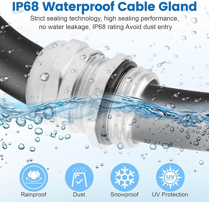 4 Pcs 1/2" NPT Nickel-Plated Copper Cable Gland | IP68 Waterproof, Metal Strain - Image 5