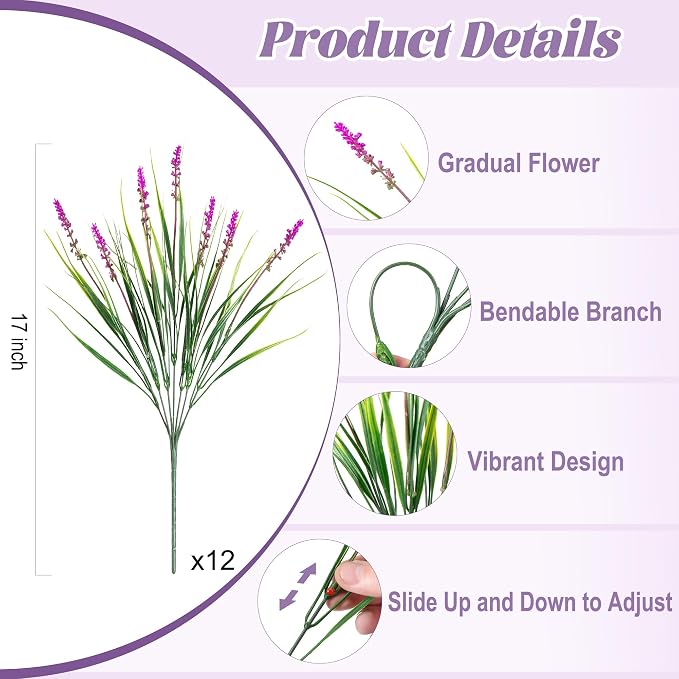 Artificial Flowers Faux Plants for Outdoor Decoration, 12 Bundles Fake Monkey - Image 2