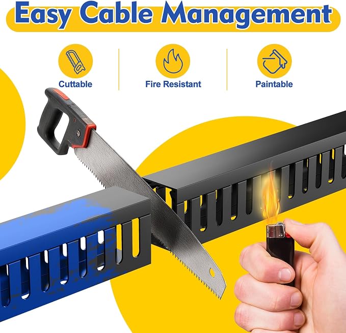 Open Slot Wiring Raceway Cable Duct, Cable Management Cord Track | 123" open - Image 5