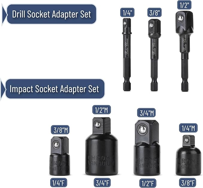 Bates- Impact Extension and Socket Adapter Set, 1/4" Hex Shank Drill Extension - Image 2