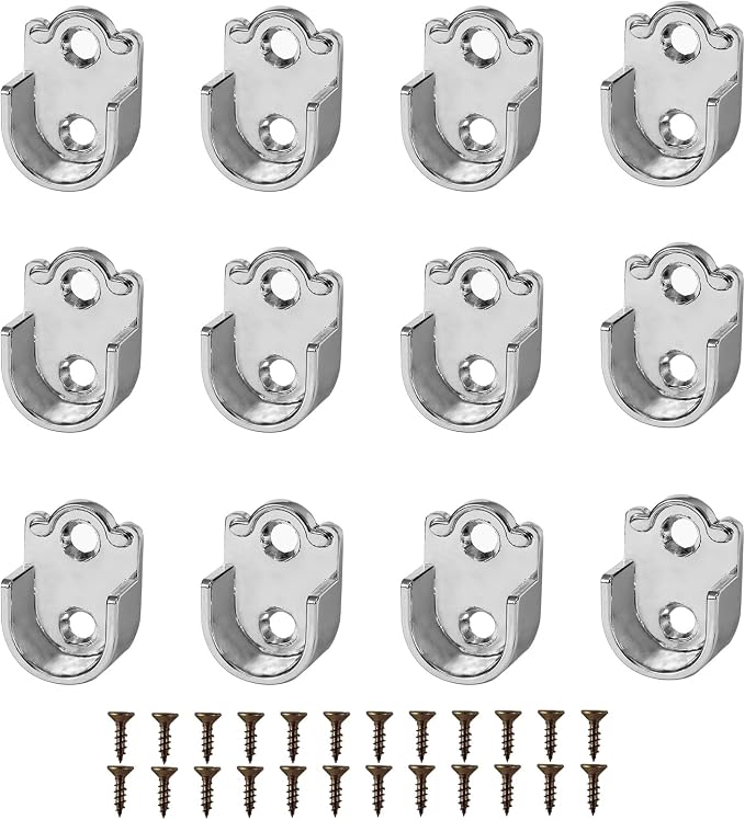 Closet Wardrobe Rod Holder Socket, U-Shaped | End Support Pipe Bracket by Unknown