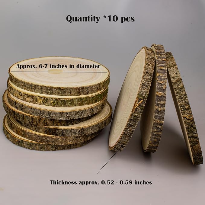 Large Unfinished Wood Slices for Centerpieces 10pcs 6-7 inches Natural Wood - Image 4