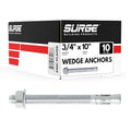 3/4" x 10" Zinc-Plated Wedge Anchors by SurgeBuildingProducts