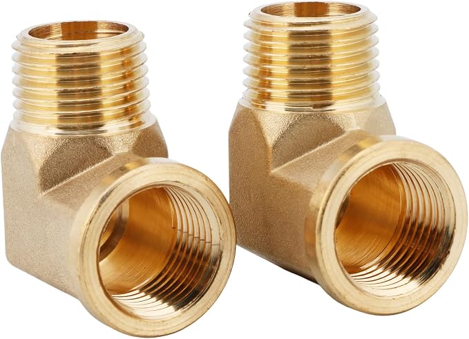 U.S. Solid 2pcs 90 Degree Barstock Street Elbow Brass Pipe Fitting 1/2" NPT - Image 2