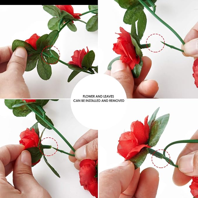 8Pcs x 8.2FT Artificial Flower Garland Floral Rose Vine Decor, Hanging Faux - Image 9