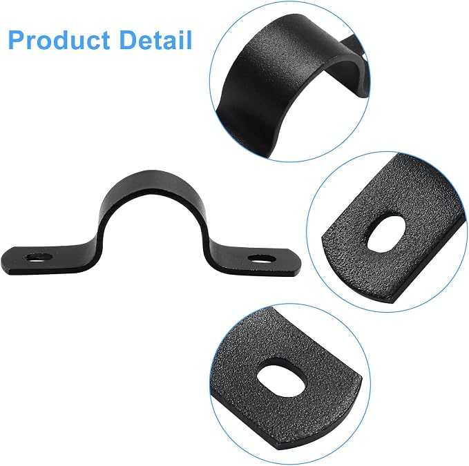 12Pcs Two Holes Pipe Strap 1" U Bracket Clamps | Heavy Duty, Rigid Strap Clip - Image 4