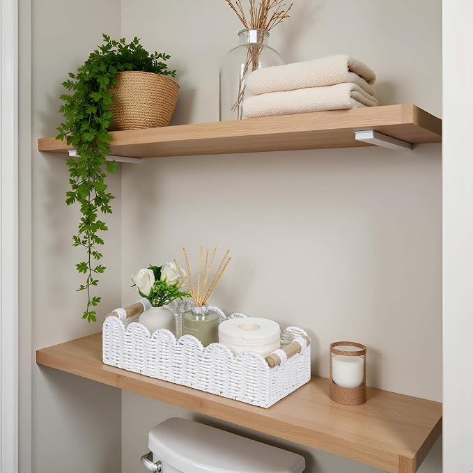 CubesLand Scalloped Toilet Paper Storage Basket W/Handle - Image 3