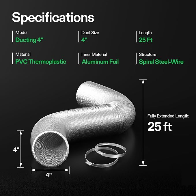 VIVOSUN 4 Inch Flex Aluminum Ducting, 25 Ft Air Duct - Image 7