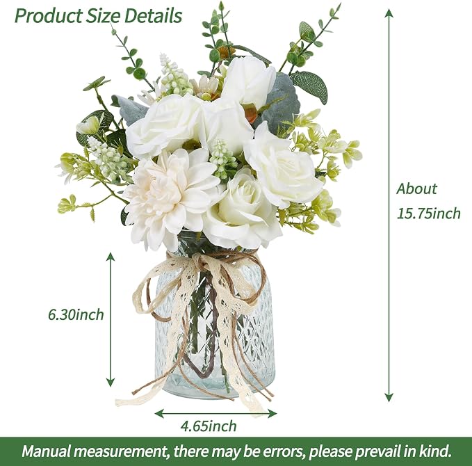 CEWOR Fake Flowers in Vase, Artificial Flowers Arrangement in Vase, Fake Floral - Image 2