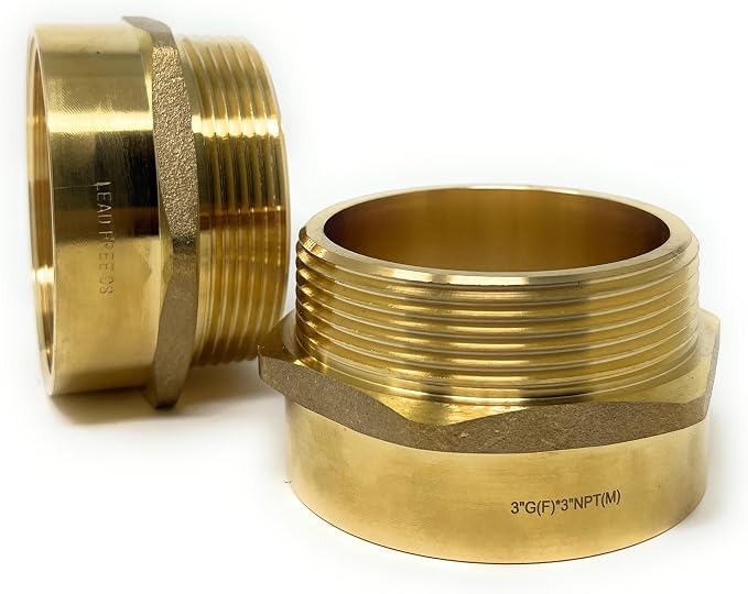 Cascada Lead-Free 3" G Thread Female to NPT Male Adapter | Brass Pipe Fitting - Image 6