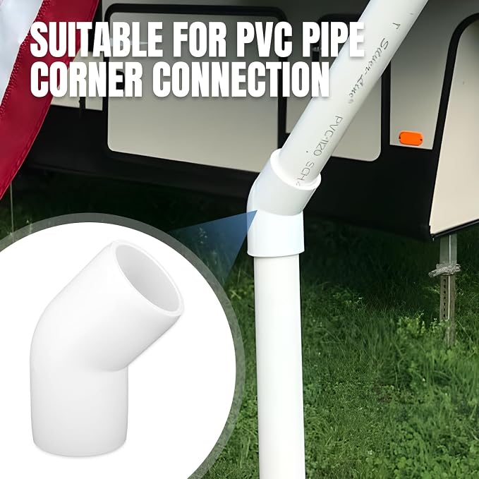 20-Pack 1/2 inch 45 Degree Elbow PVC Fitting, 2 Way Furniture Grade Pipe - Image 5