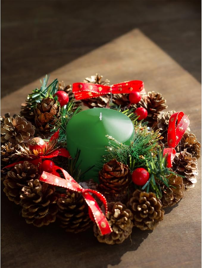 Green Pillar Candles Set of 3 - Image 6