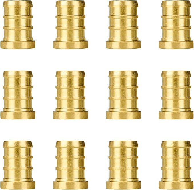 12-Pack 1/2" PEX Plug End Cap, PEX Fittings 1/2 Inch, Brass | Crimp Pipe Fitting by SUNGATOR