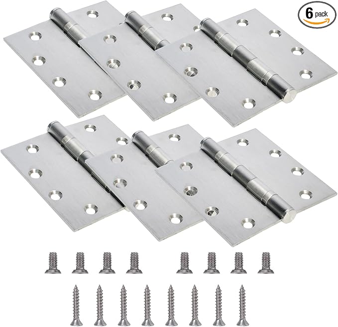 6-Pack 4.5 inch X 4.5 inch Heavy Duty Commercial Door Hinge Thickened | by Unknown
