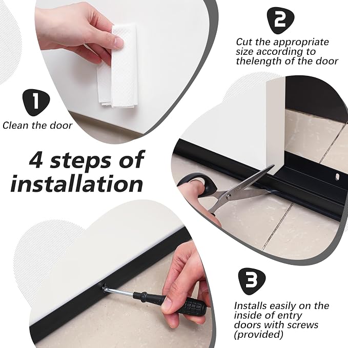 Lineshading 4 Sets Door Sweep Plastic PVC 1 3/4" x 36" Slide on Bottom Exterior - Image 6