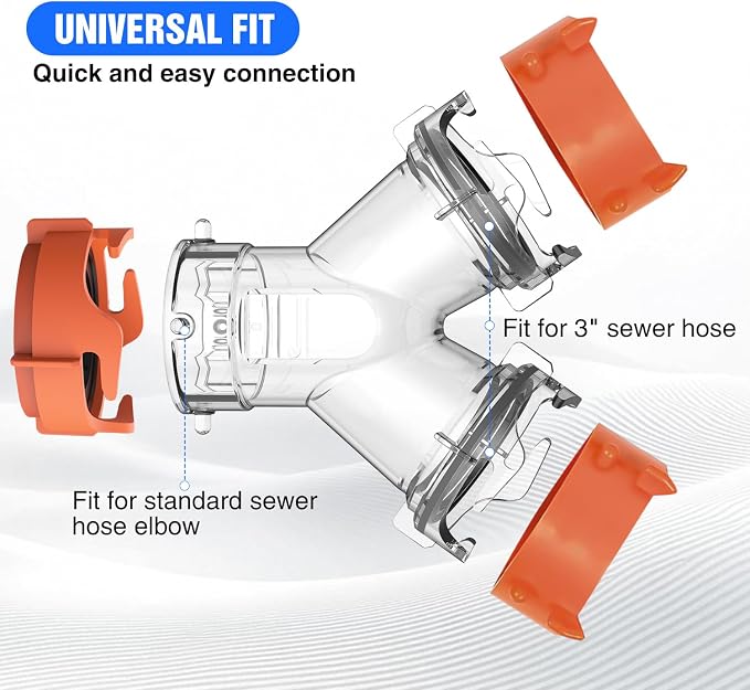 Nilight RV Wye Sewer Hose Fittings Y Connector Clear - Image 3