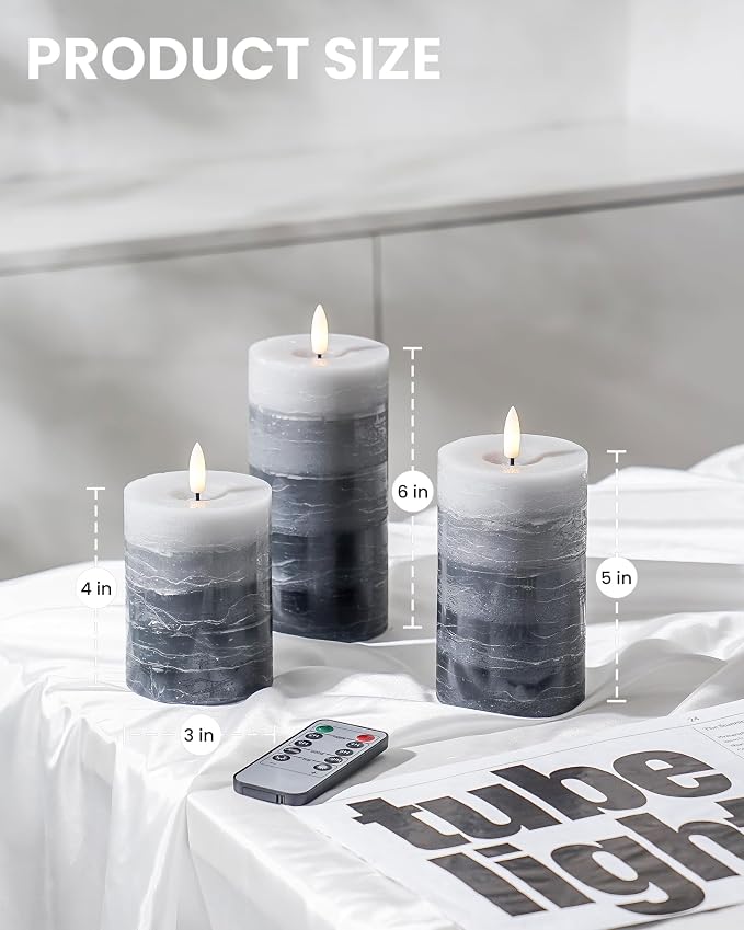Stmarry Distressed Gradient Gray Flameless Candles - Image 3