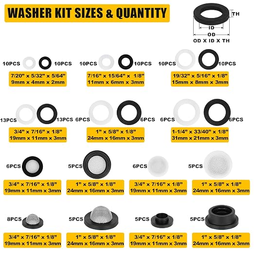155 PCS Rubber & Silicone Hose Washers Kit, 20 Sizes - Image 2
