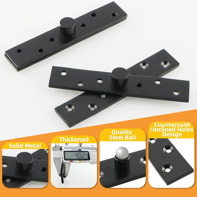 Alise Black Pivot Hinges for Door, Heavy Duty Stainless Steel Pivot Hinge - Image 4