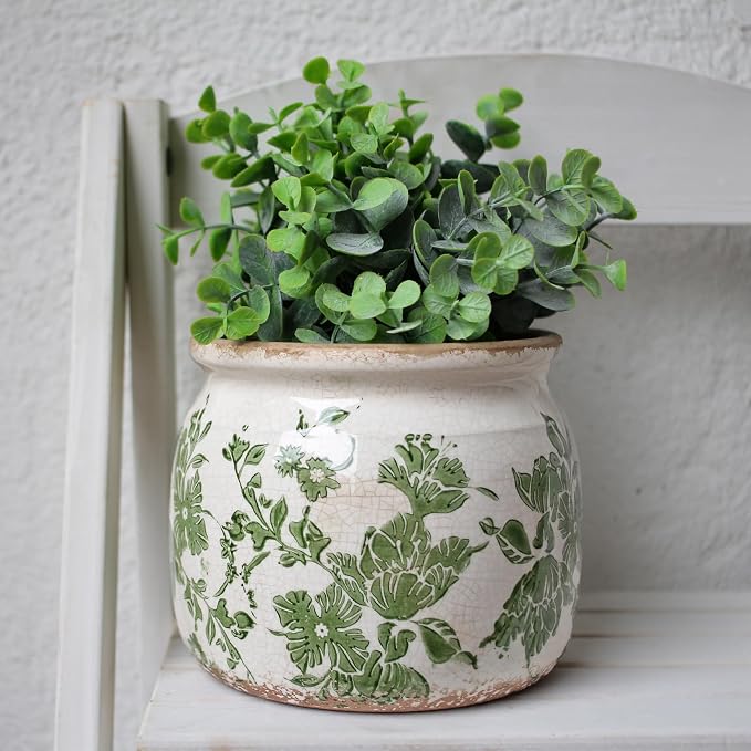 Tuscan Ceramic Indoor Plant Pot, Rustic Farmhouse Vase - Image 7