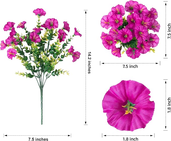 Artificial Flowers for Outdoors Fake Plants Outside Decoration, 12 Bundles Silk - Image 6