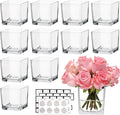 CONNOO 12 Pack 3" x 3" x 3" Clear Square Glass Vase by CONNOO