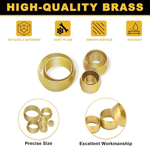 Siptenk 228PCS Brass Compression Sleeves Ferrules Kit Lines - Image 3
