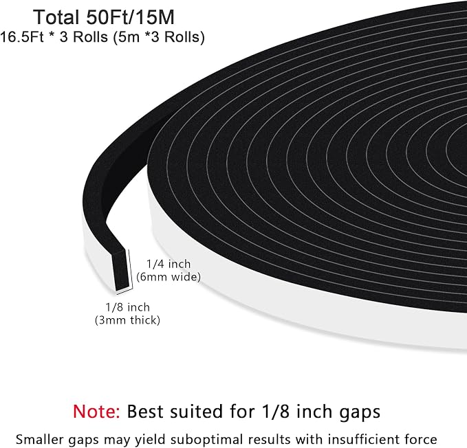 Thin Foam Tape, High Density, Narrow Gaps, 1/4x1/8in | Strong Adhesive - Image 5