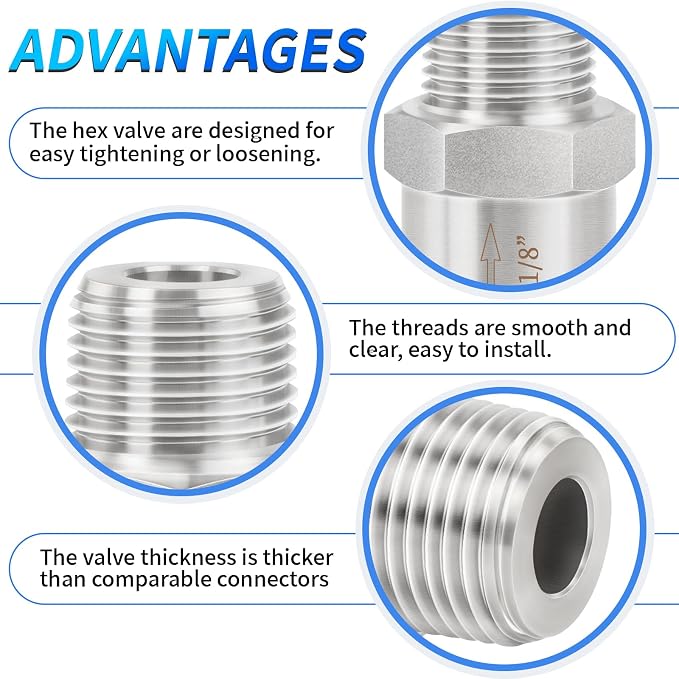 ChillWaves 304 Stainless Steel In-Line Split Check Valve 1/8" NPT Male Thread - Image 4