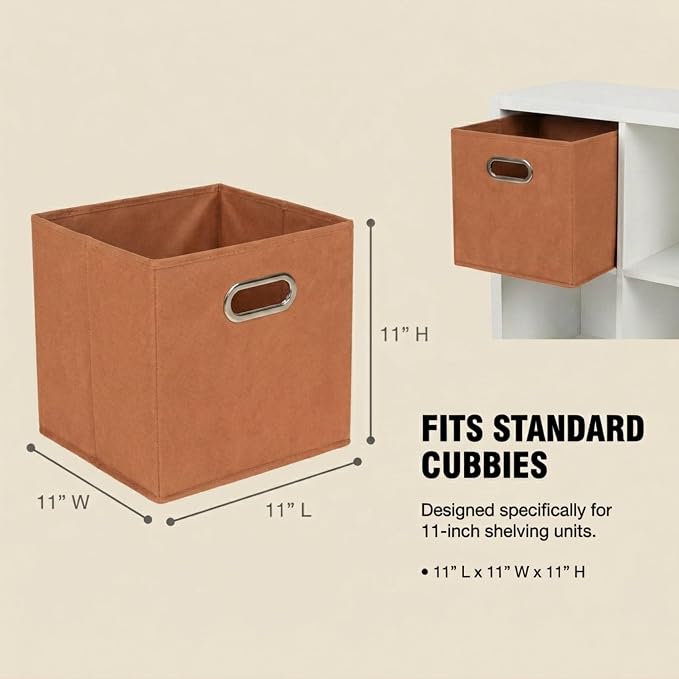 Household Essentials Fabric Storage Bins 6 Piece Set, Terracotta Color - Image 6