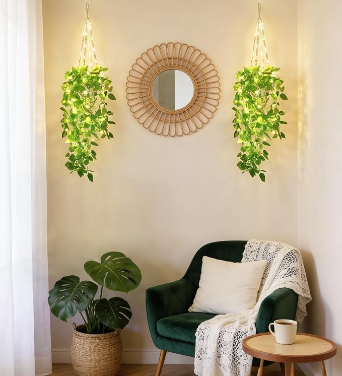 Mkono 2 Packs Fake Hanging Plant - Image 3