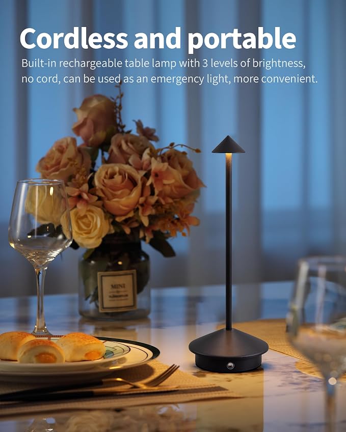 Modern Cordless Table Lamp Set of 2, Rechargeable, Battery Operated Lighting - Image 2