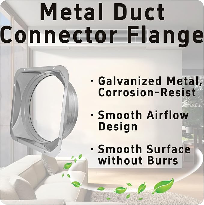 8 Inch Duct Connector Flange, Metal Straight Pipe Flange Square to Round - Image 4