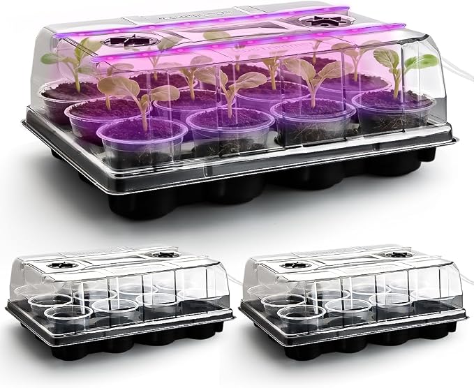 36 Pack 4 Inch Clear Plant Pots & 3 Pack 12 Cell Nursery Pot Trays by RooTrimmer